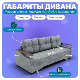 Прямой диван Квадро-1, ПБ, Симпл