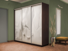 Шкафы-купе 3-х дверные, Шкаф-купе Экспресс 3-х дверный Фотопечать Шелк Стекла 210х60х220