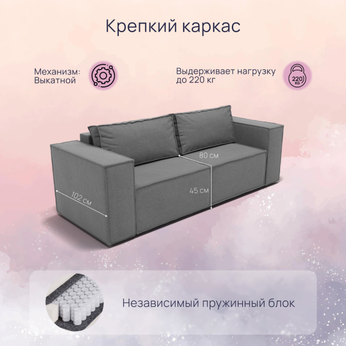 Диваны с ящиком для белья, Прямой диван Рашт ППУ, велюр