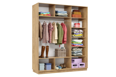 Шкаф-купе Премьер 24 (01ЗБ;01ЗБ;01ЗБ) фасады зеркало бронза/трёхдверный/Профиль чёрный муар