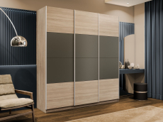 Шкафы-купе 3-х дверные, Шкаф-купе Эста 3-х дверный ДСП/Стекла хаки/Доводчик 300х66х240