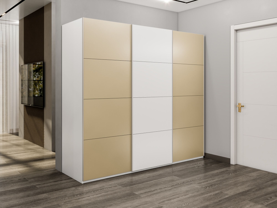 Шкафы-купе 3-х дверные, Шкаф-купе Эста 3-х дверный ДСП/Стекла фисташка/Доводчик 300х66х240