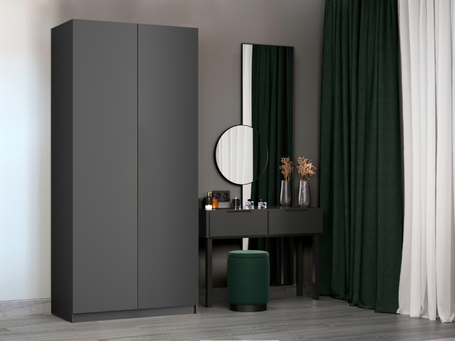 Шкафы распашные, Шкаф складной Е1 Локер ("Гармошка" с системой Push to Move/Правый)101х52,5х220 см, с полками и модулем