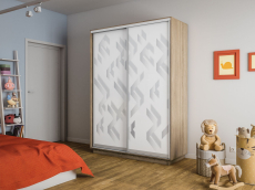 Шкафы-купе 2-х дверные, Шкаф-купе Экспресс 2-х дверный Фотопечать Ленты Стекла 160х45х240