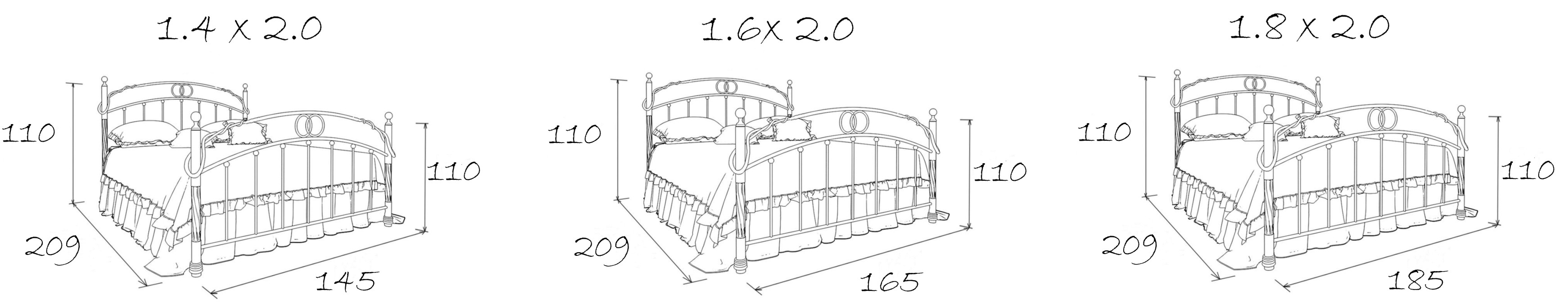 Кованые кровати, Кованая кровать Сандра1.6 с двумя спинками