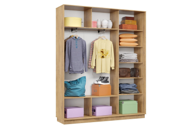 Шкаф-купе Премьер 23 (01ЗГ;01ЗГ;01ЗГ) фасады зеркало графит/трёхдверный/Профиль чёрный муар