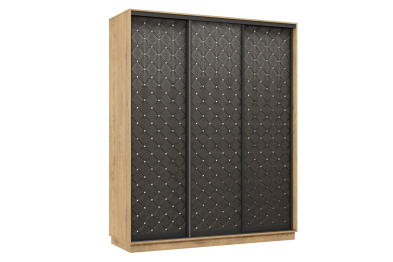 Шкаф-купе Премьер 23 (01РЧ;01РЧ;01РЧ) фасады ромб чёрный/трёхдверный/Профиль чёрный муар