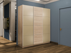 Шкафы-купе 3-х дверные, Шкаф-купе Эста 3-х дверный ДСП/Стекла фисташка/Доводчик 300х66х240