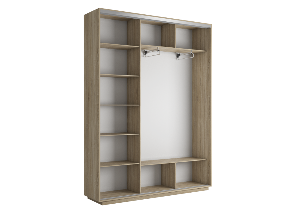 Шкафы-купе 3-х дверные, Шкаф-купе Экспресс Медиум (1 зеркало) трио 2400 x 2100 x 450