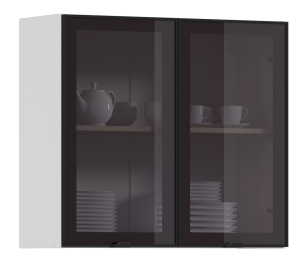 Регина РП-80 Полка Белый/Витрина алюминий Черный матовый/стекло Бронза