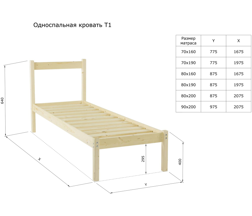 Кровати одноярусные, Кровать 700x1900