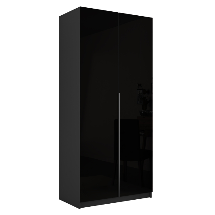 Шкафы распашные, Шкаф распашной Е1 Локер 101x52.5x220 см, с черным стеклом и полками