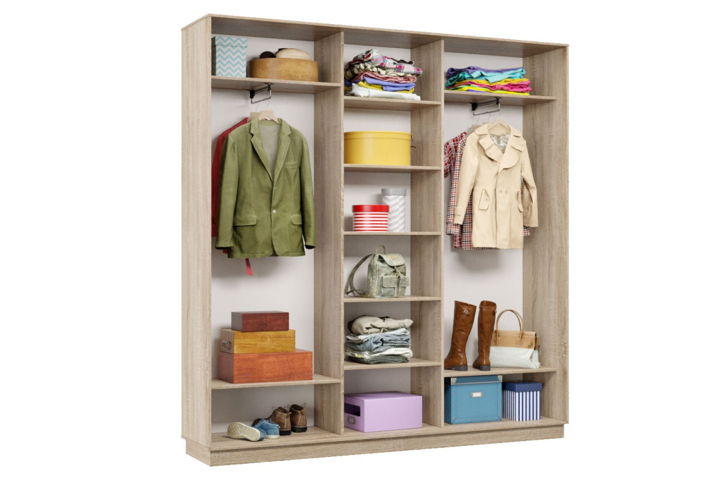 Шкафы-купе 3-х дверные, Шкаф-купе Премьер Лайт 41 (08;05;08) трехдверный