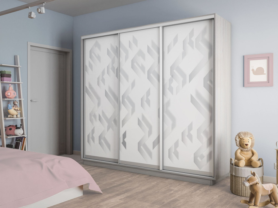 Шкафы-купе 3-х дверные, Шкаф-купе Экспресс 3-х дверный Фотопечать Ленты Стекла 210х45х220