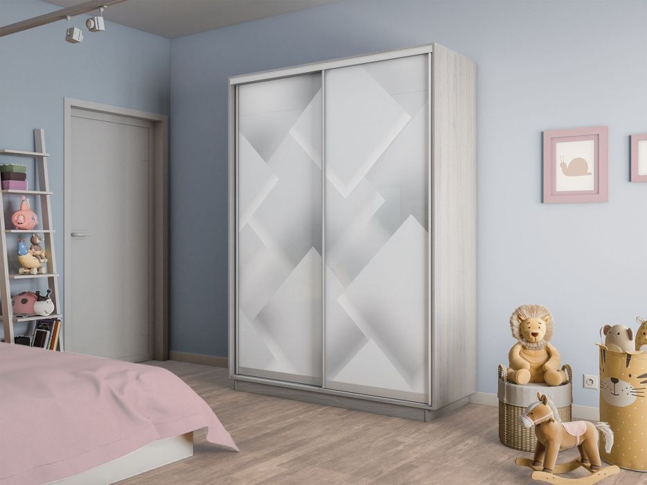 Шкафы-купе 2-х дверные, Шкаф-купе Экспресс 2-х дверный Фотопечать Квадрат Стекла 160х45х220