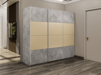 Шкаф-купе Эста 3-х дверный ДСП/Стекла фисташка/Доводчик 270х66х240