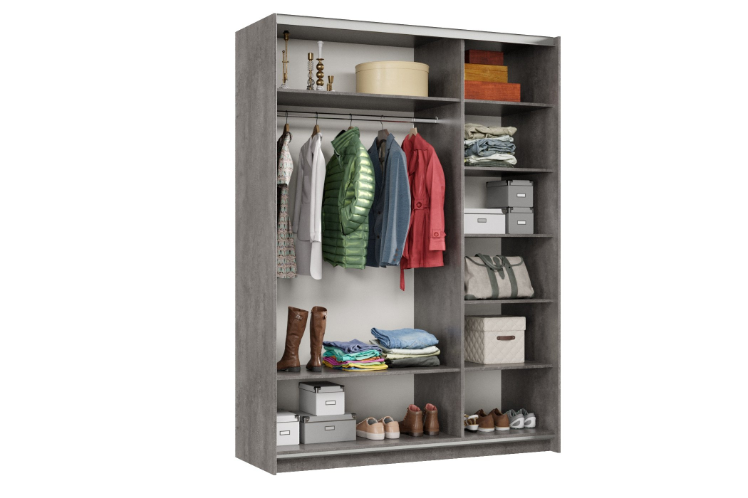 Шкафы-купе 2-х дверные, Шкаф-купе Smart 1624 2х дверный (фасады ЛДСП/зеркало) профиль серебро