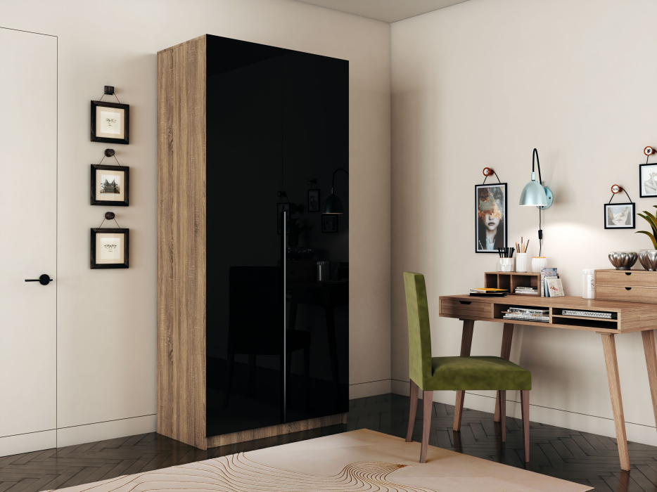 Шкафы распашные, Шкаф распашной Е1 Локер 101x52.5x220 см, с черным стеклом