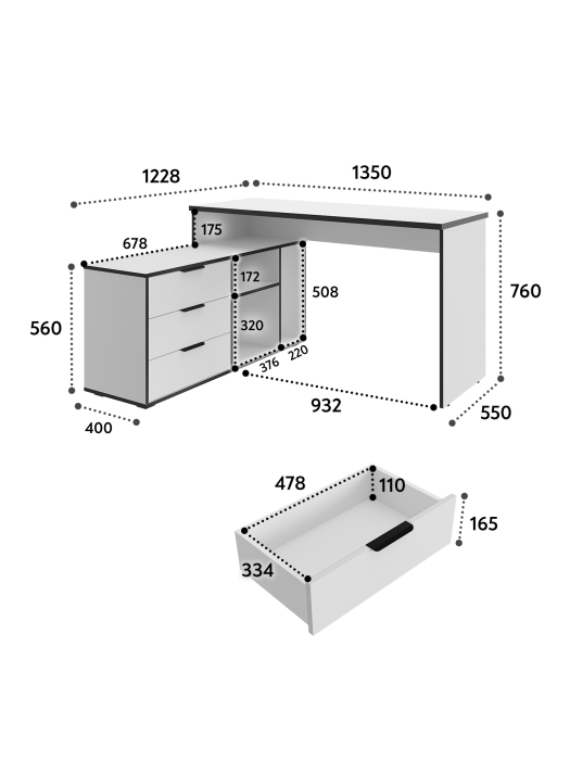Письменные столы, Стол с тумбой Оптима ОП-21