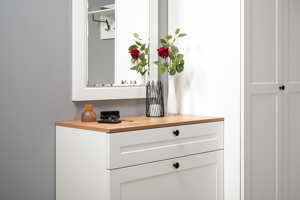 Зеркала в прихожую, Зеркало Остин 17.03, белая шагрень