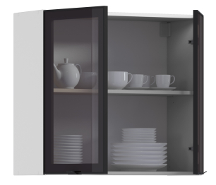 Регина РП-80 Полка Белый/Витрина алюминий Черный матовый/стекло Бронза