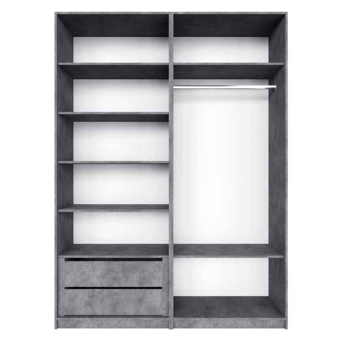 Шкафы распашные, Распашной шкаф Локер 800+800 (Гармошка с системой Push to Move/Левый) с полками и ящиками слева