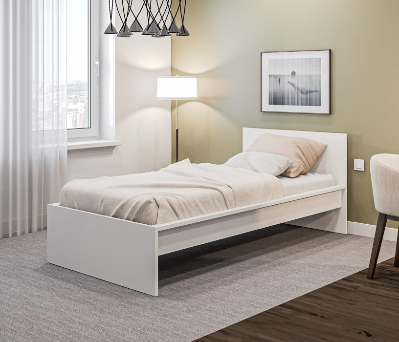 Кровати 90 см, Леон/Бруклин СБ-3366 Кровать с матрасом Сити - Бормио 900*2000