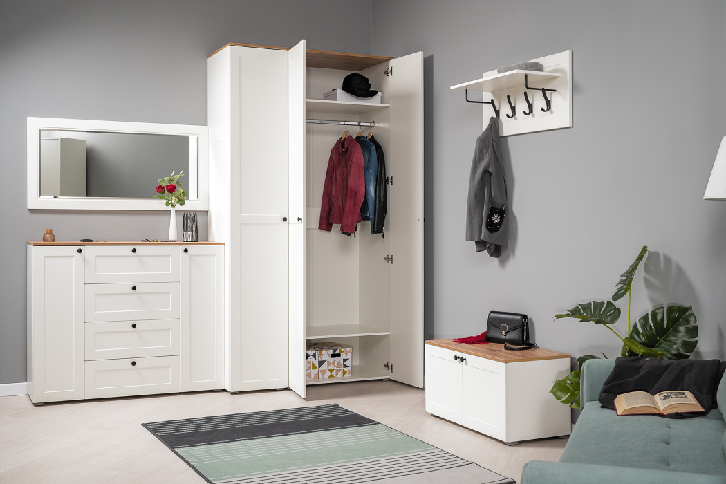 Зеркала в прихожую, Зеркало Остин 17.03, белая шагрень