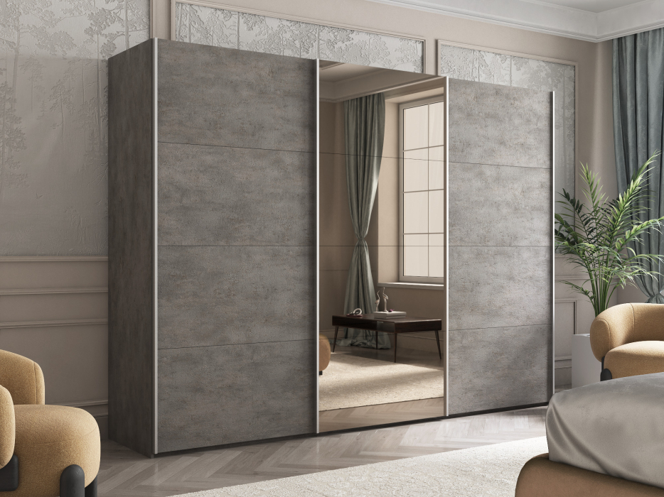 Шкафы-купе 3-х дверные, Шкаф-купе Эста ДСП+Зеркало+ДСП 270х66х240