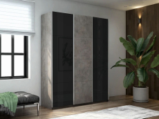 Шкафы-купе 3-х дверные, Шкаф-купе Прайм 3-х дверный Стекла черные/ДСП/Доводчики 180х57х230