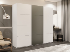 Шкафы-купе 3-х дверные, Шкаф-купе Эста 3-х дверный ДСП/Стекла хаки/Доводчик 240х66х240