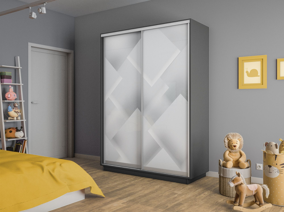 Шкафы-купе 2-х дверные, Шкаф-купе Экспресс 2-х дверный Фотопечать Квадрат Стекла 140х45х240