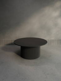 Стол круглый журнальный с черным металлическим подстольем GENGLASS TRUBIS Wood 100