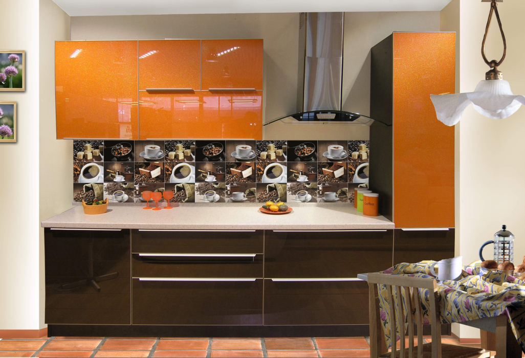 Стеновые панели из АБС-пластика, Кухонный фартук Кофе 2000x600x1.5 мм глянец