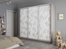 Шкафы-купе 3-х дверные, Шкаф-купе Экспресс 3-х дверный Фотопечать Ленты Стекла 210х45х240