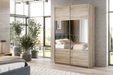 Шкафы-купе 2-х дверные, Шкаф-купе Smart 1424 2х дверный (фасады ЛДСП/зеркало) профиль серебро