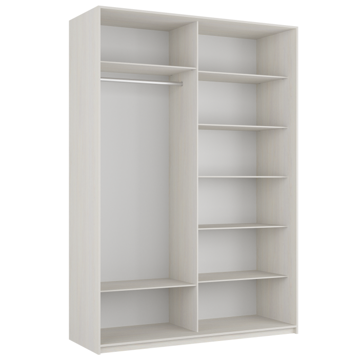 Шкафы-купе 2-х дверные, Шкаф-купе Прайм 2-х дверный Зеркало/Стекло белое/Доводчики 140х57х230