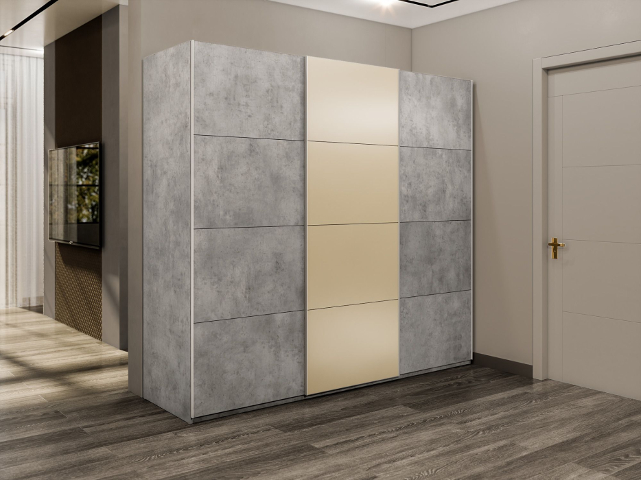 Шкафы-купе 3-х дверные, Шкаф-купе Эста 3-х дверный ДСП/Стекла фисташка/Доводчик 300х66х240