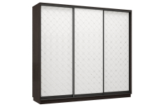 Шкафы-купе 3-х дверные, Шкаф-купе Премьер 33 (01РБ;01РБ;01РБ) фасады ромб белый/трёхдверный/Профиль чёрный муар