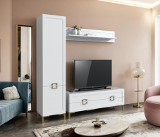 Стенки для гостиной, Комплект для гостиной с пеналом Ассоль, Белый