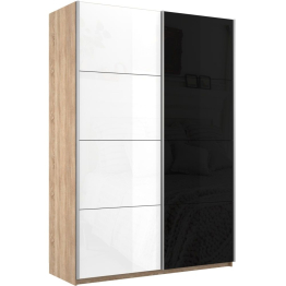 Шкаф-купе Прайм 2х дверный Белый Глянец/Стекло черное 140х57х230