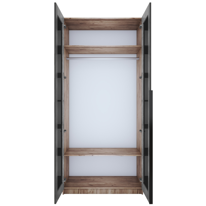 Шкафы распашные, Шкаф распашной Е1 Локер 101x52.5x220 см, с черным стеклом