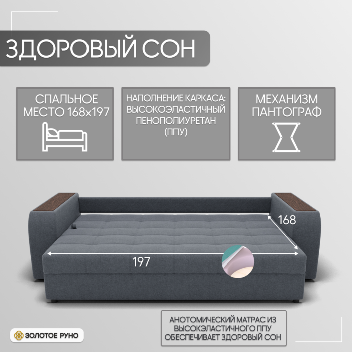 Диваны с ящиком для белья, Прямой диван Сенатор-1 ППУ, велюр