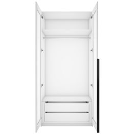 Шкаф распашной Е1 Локер 101x52.5x220 см, с белым стеклом и модулем