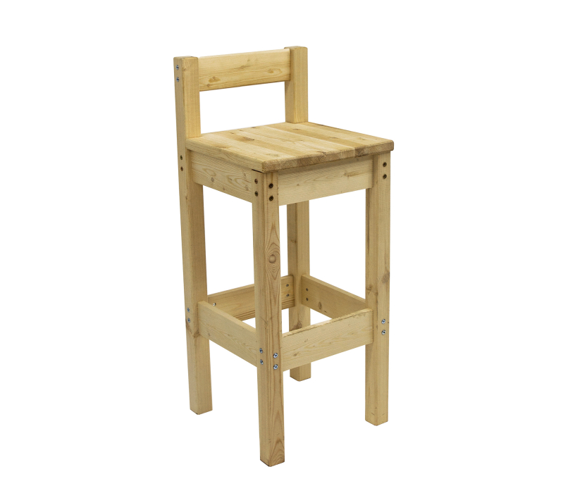 Барные стулья, Комплект из 2-х  барных стульев из массива с низкой спинкой