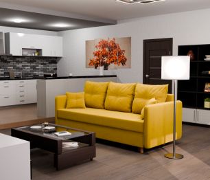 Прямой диван Лотос,НПБ,еврокнижка,велюр