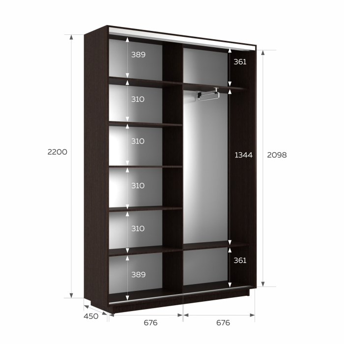 Шкафы-купе 2-х дверные, Шкаф-купе Экспресс 2-х дверный Фотопечать Калейдоскоп Стекла 140х45х220