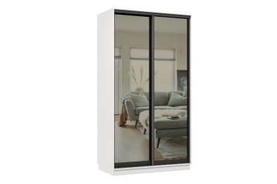 Шкаф-купе Премьер МИНИ 03 (01ЗГ;01ЗГ) фасады зеркало графит/двухдверный/Профиль чёрный муар