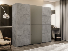 Шкафы-купе 3-х дверные, Шкаф-купе Эста 3-х дверный ДСП/Стекла хаки/Доводчик 270х66х240