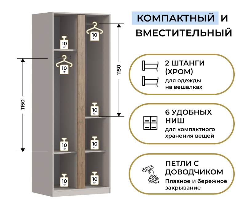 Спальня, Шкаф 2-х дверный Нова СБ-3632